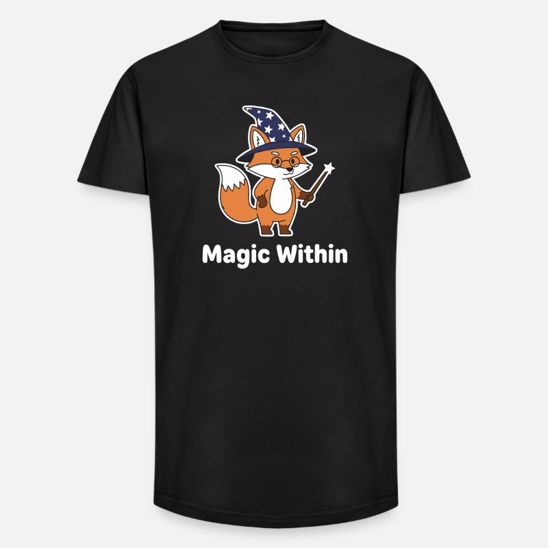 Fuchszauberer Sternenstab Motiv - Long Fit Männer T-Shirt - Schwarz