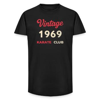 Vintage 1969 – Année de naissance rétro du Karate Club - T-shirt coupe longue homme - noir - Devant - AI Model Male 185 light (185cm)