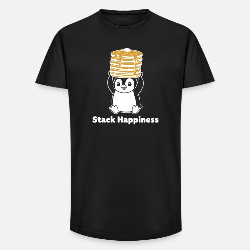 Stack Happiness Pinguin - Long Fit Männer T-Shirt - Schwarz
