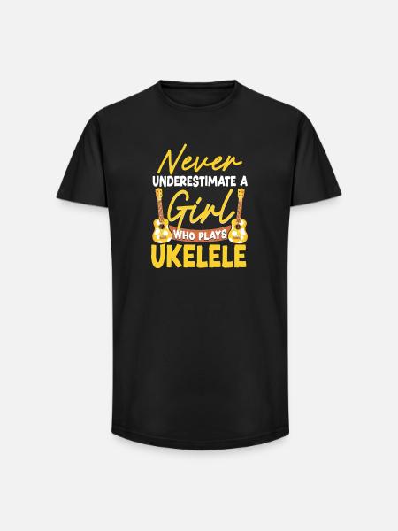 Hawaiian Ukulele Uke Girl Never - Long Fit Männer T-Shirt - Schwarz