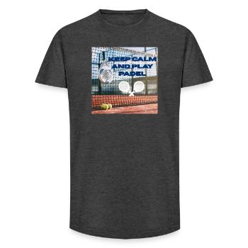 Reste calme et joue au padel - T-shirt coupe longue homme - charbon - Devant - AI Model Male 185 light (185cm)