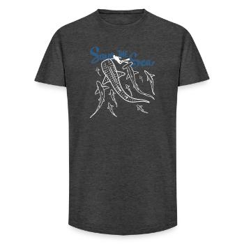 Sauve la Ligne de Vie de l’océan Sauve la mer - T-shirt coupe longue homme - charbon - Devant - AI Model Male 185 light (185cm)