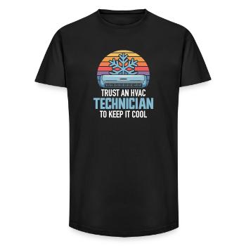 HVAC Technician Retro Climate Expert Design Professionals - Long Fit Men's T-Shirt - black - Front - AI Model Male 185 light (185cm)