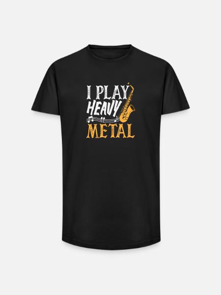 I Play Heavy Metal Saxophone Saxophonist - Long Fit Men's T-Shirt - black