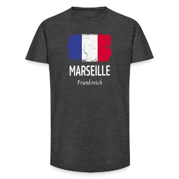 Marseille - T-shirt coupe longue homme - charbon - Devant - AI Model Male 185 light (185cm)