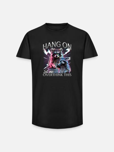 Funny Raccoon - Long Fit Männer T-Shirt - Schwarz