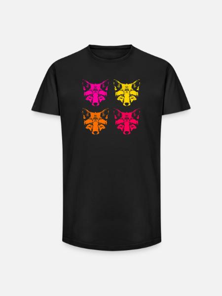 Renards de couleur - T-shirt coupe longue homme - noir