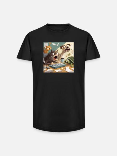 Animal office chaos - Long Fit Men's T-Shirt - black