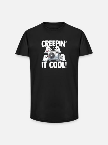 Technicien climatiseur Spooky Ghost CVAC - T-shirt coupe longue homme - noir