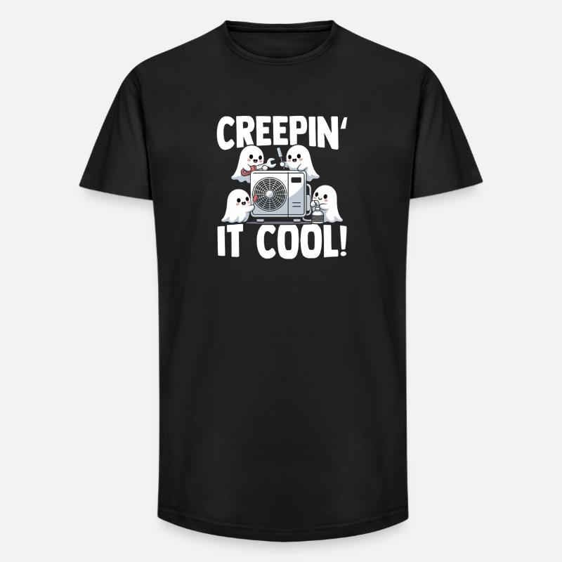 Technicien climatiseur Spooky Ghost CVAC - T-shirt coupe longue homme - noir