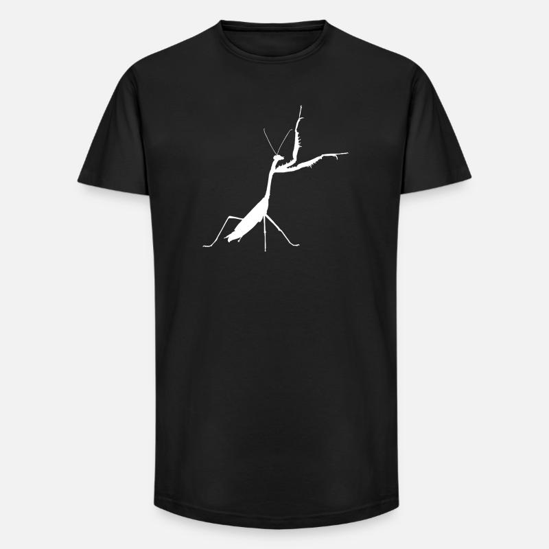 Gottesanbeterin weiss - Long Fit Männer T-Shirt - Schwarz