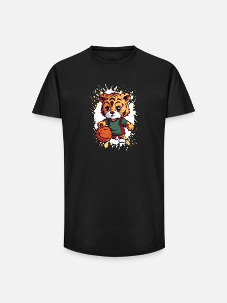 Tiger Basketball Dribbler - Long Fit Men's T-Shirt - black