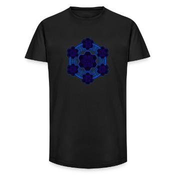 Mandala Geometrie Blau Yoga Meditation Psytrance - Long Fit Männer T-Shirt - Schwarz - Vorne - AI Model Male 185 light (185cm)