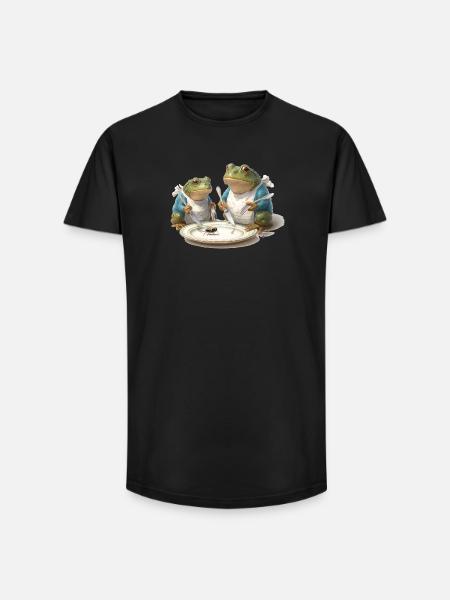 Frosch-Dinner: Fliege am Teller - Long Fit Männer T-Shirt - Schwarz