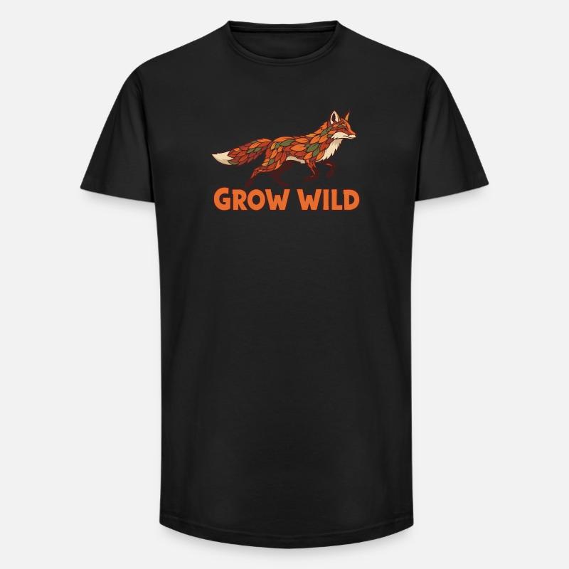 Waldfuchs Patchwork Grow Wild - Long Fit Männer T-Shirt - Schwarz