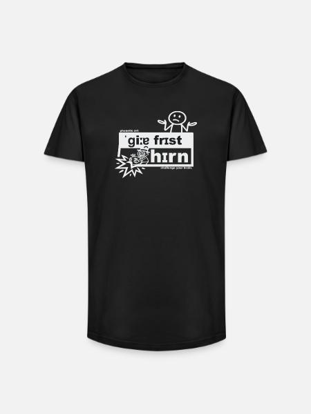 Greed eats the brain - phonetic art - Long Fit Men's T-Shirt - black