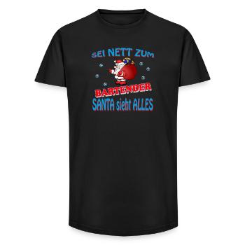 SANTA BARTENDER - Long Fit Männer T-Shirt - Schwarz - Vorne - AI Model Male 185 light (185cm)