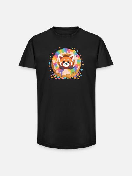 Donut Panda Rainbow - Long Fit Men's T-Shirt - black