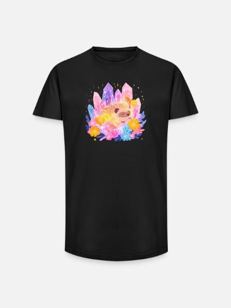 Kleines Igel im Kristallgarten - Long Fit Männer T-Shirt - Schwarz