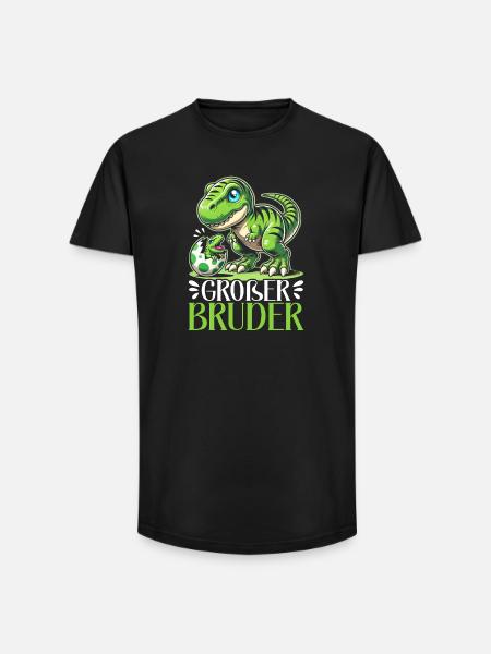 Big Brother Dinosaur Dino Sibling Motif - Long Fit Men's T-Shirt - black