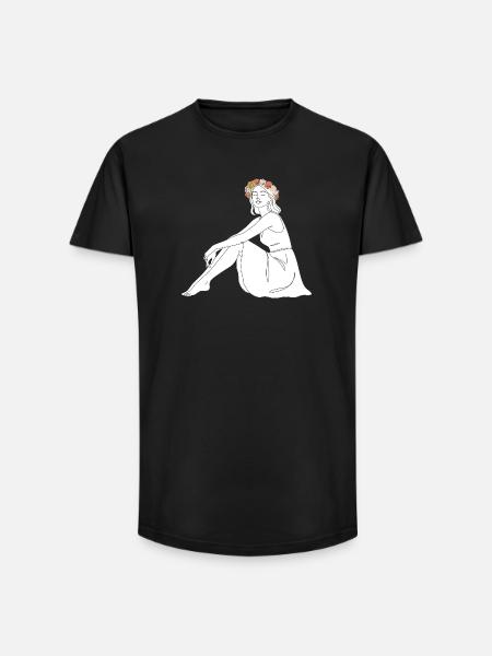 Rose – Line Art Sommermotiv - Long Fit Männer T-Shirt - Schwarz