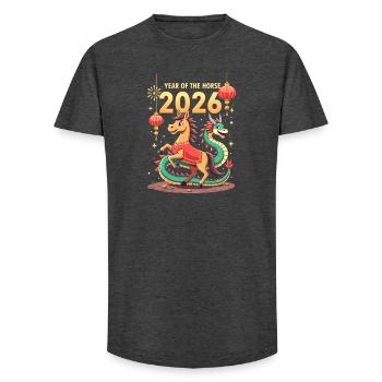 Chinese New Year Of The Horse 2026 - Long Fit Männer T-Shirt - Anthrazit - Vorne - AI Model Male 185 light (185cm)