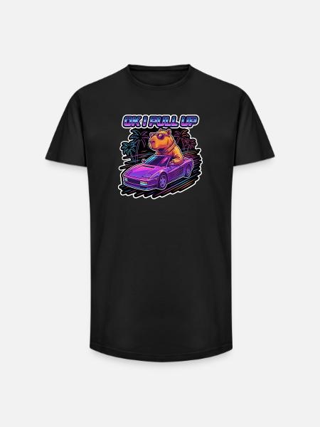 OK I Pull Up Capybara Retro - Long Fit Männer T-Shirt - Schwarz