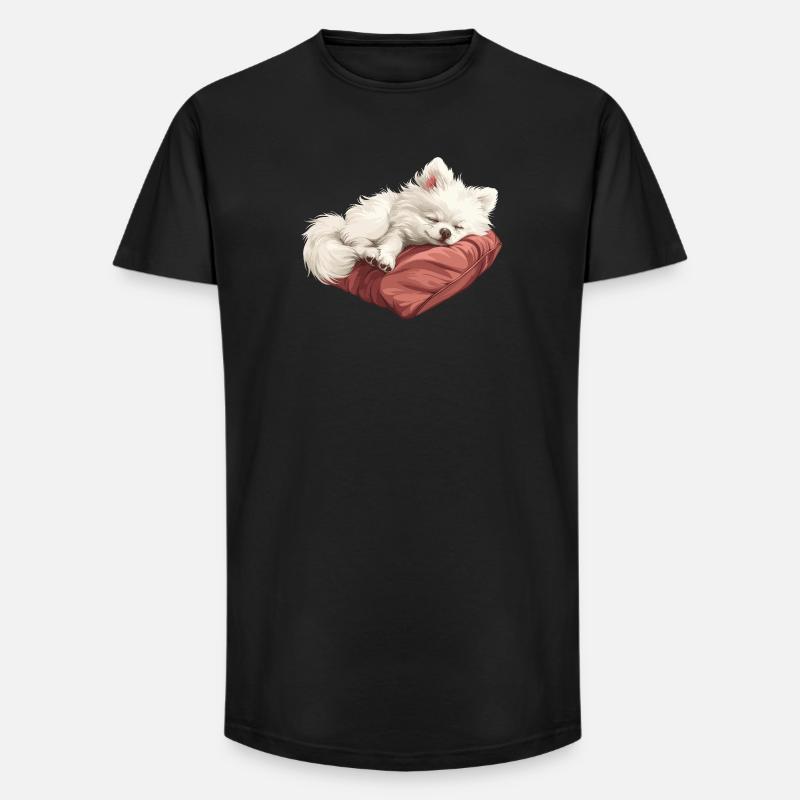 Schlafender Spitz Welpe - Long Fit Männer T-Shirt - Schwarz