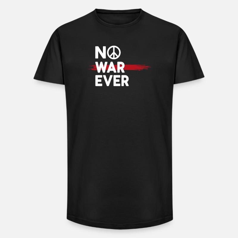 No War Ever Frieden Peace Zeichen - Long Fit Männer T-Shirt - Schwarz