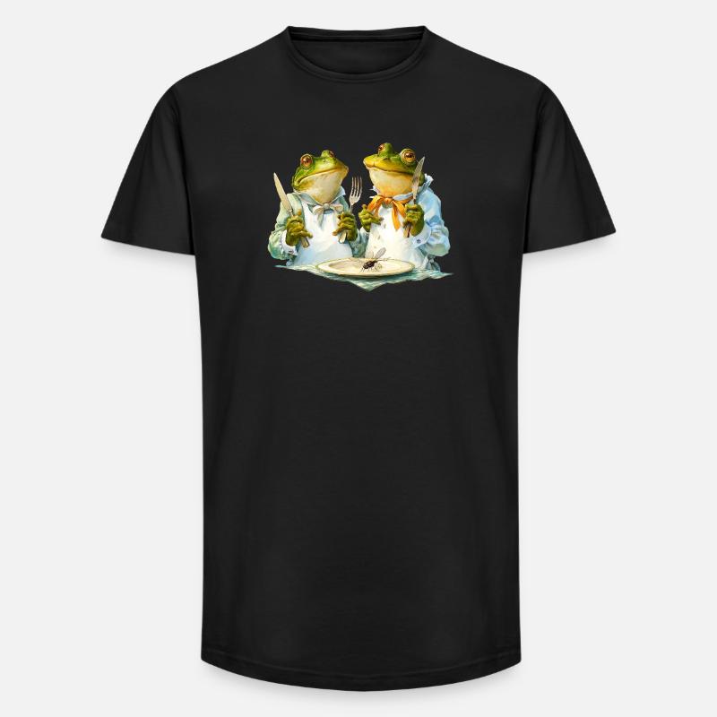 Froschköche am Tisch - Long Fit Männer T-Shirt - Schwarz