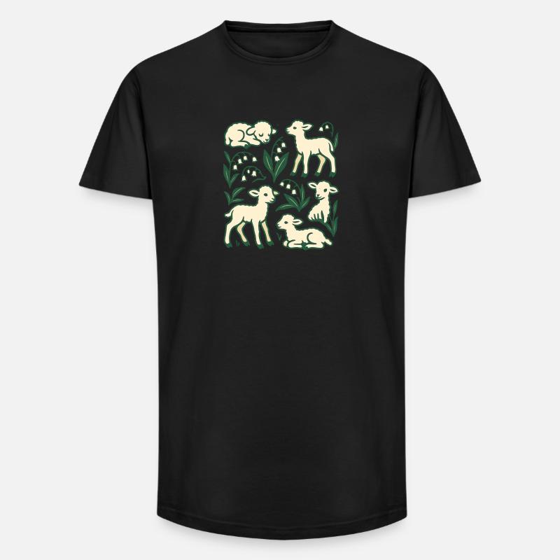 Lamb Quartet in Spring Meadow - Long Fit Männer T-Shirt - Schwarz