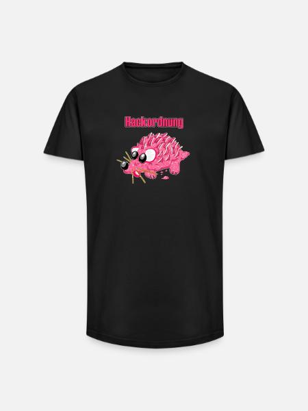 Mettigel Cartoon – Funny pecking order - Long Fit Men's T-Shirt - black
