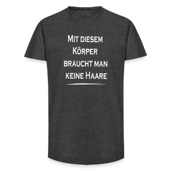 With this body, you don't need hair - Long Fit Men's T-Shirt - charcoal grey - Front - AI Model Male 185 light (185cm)