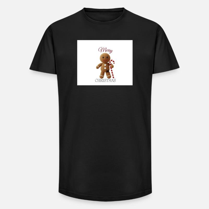 Gingerbread man with candy cane - Long Fit Men's T-Shirt - black