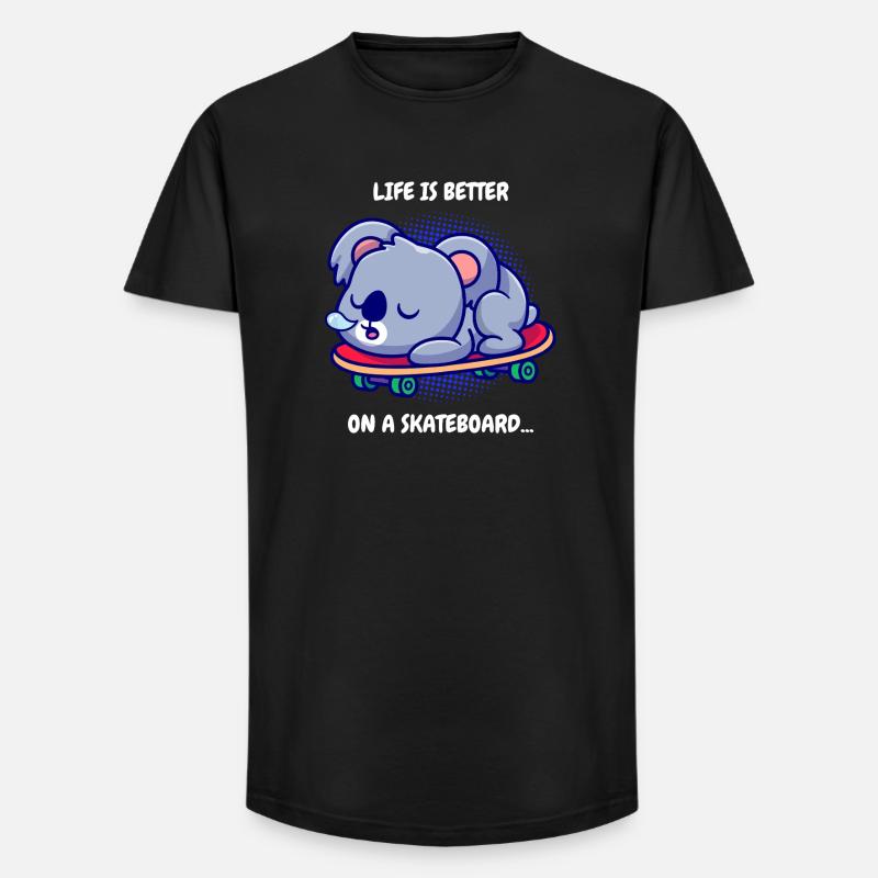 Koala auf Skateboard - Long Fit Männer T-Shirt - Schwarz
