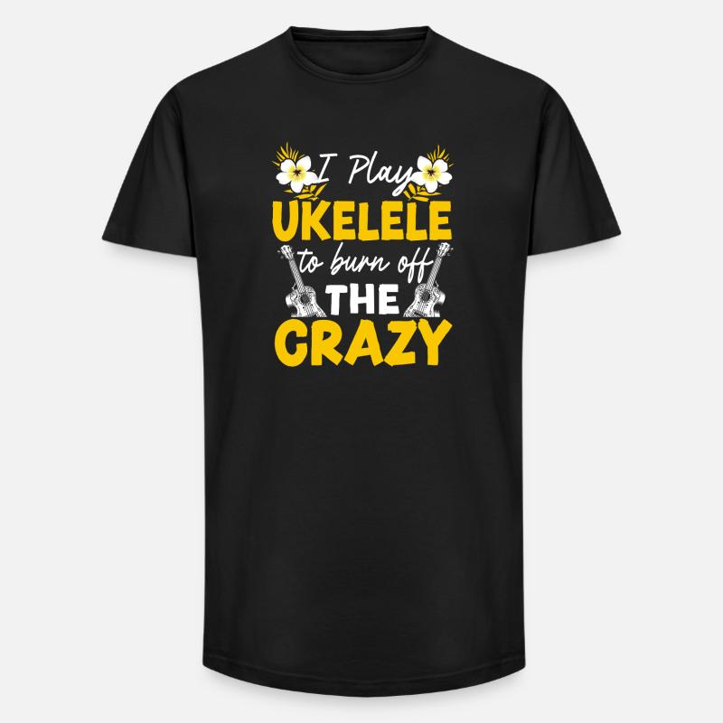 Hawaiian Ukulele Uke I Play - Long Fit Männer T-Shirt - Schwarz