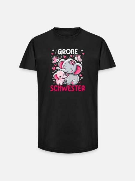 Big Sister Elephants Older Sibling - Long Fit Men's T-Shirt - black