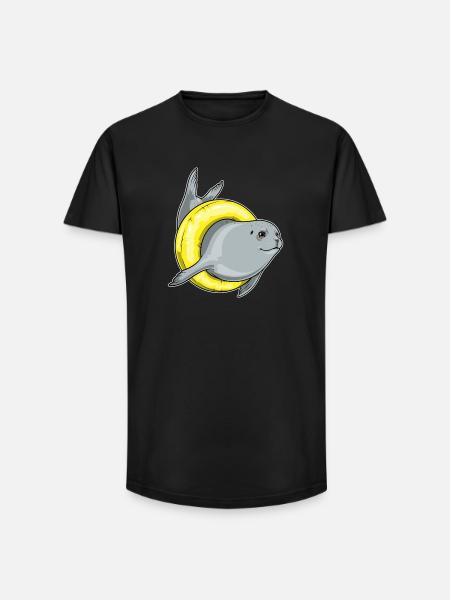 Seal Swimming Swimming Ring Summer - Long Fit Men's T-Shirt - black