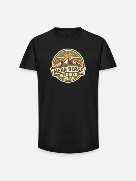 Mehr Berge weniger WLAN - Long Fit Männer T-Shirt - Schwarz