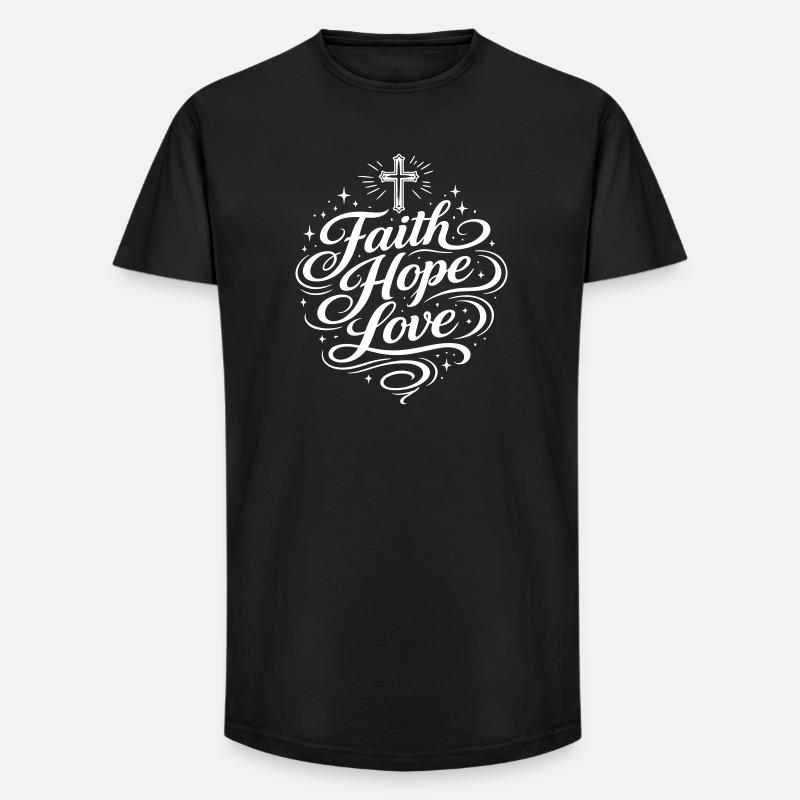 Glaube Hoffnung Liebe Christlich - Long Fit Männer T-Shirt - Schwarz
