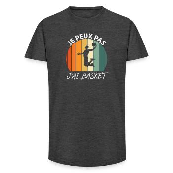 Je peux pas J'ai Basket - T-shirt coupe longue homme - charbon - Devant - AI Model Male 185 light (185cm)