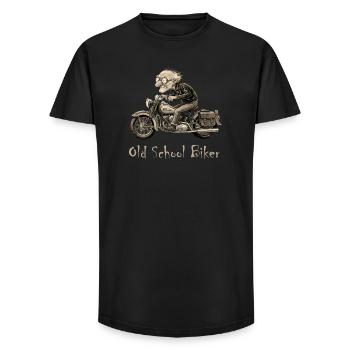 Old School Biker on Vintage Motorcycle - Long Fit Men's T-Shirt - black - Front - AI Model Male 185 light (185cm)