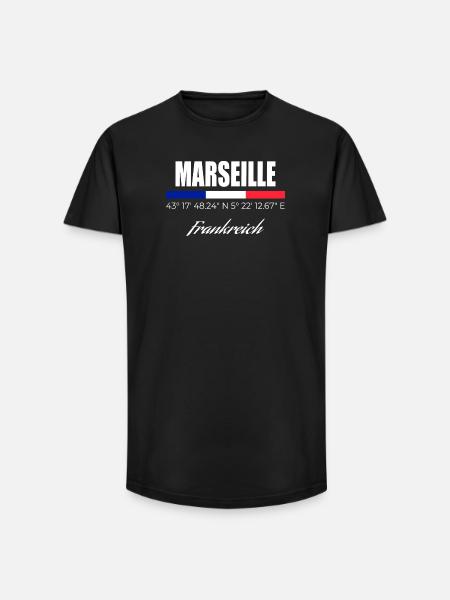 Marseille - T-shirt coupe longue homme - noir