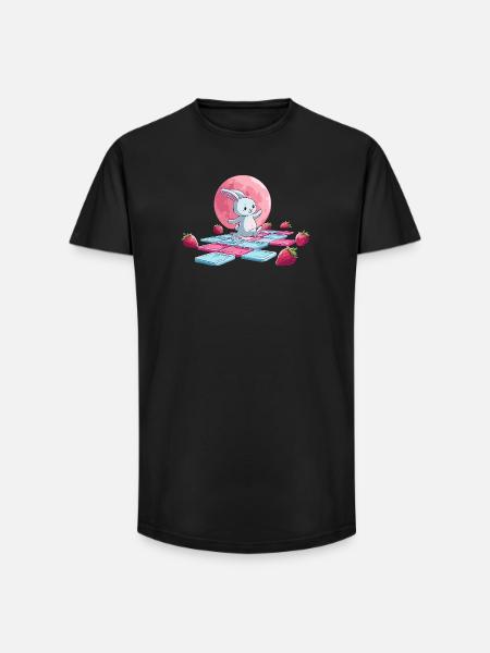 Sautant sur la lune rose - T-shirt coupe longue homme - noir