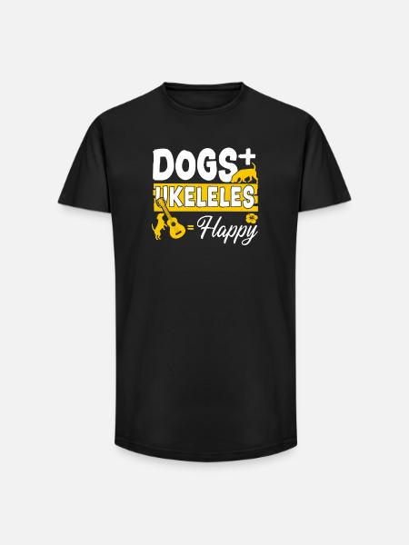 Hawaiian Ukulele Uke Dogs + - Long Fit Men's T-Shirt - black