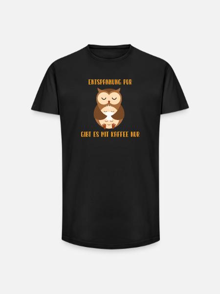 Kaffeezeit und Eulenruhe - Long Fit Männer T-Shirt - Schwarz