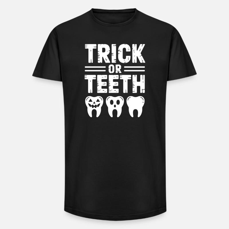 Trick oder Teeth Halloween-T-Shirt - Long Fit Männer T-Shirt - Schwarz