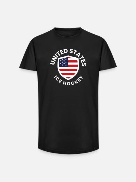 USA Ishockey Sköldlogotyp - Long Fit Men's T-Shirt - black