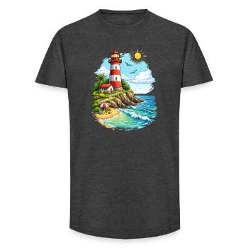 Leuchtturm Küstenparadies - Long Fit Männer T-Shirt - Anthrazit - Vorne - AI Model Male 185 light (185cm)