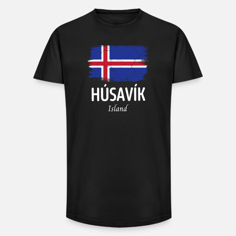 Húsavík - Long Fit Männer T-Shirt - Schwarz